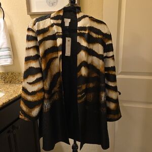 Chico's Travelers Black and Brown Animal Print Crush Jacket